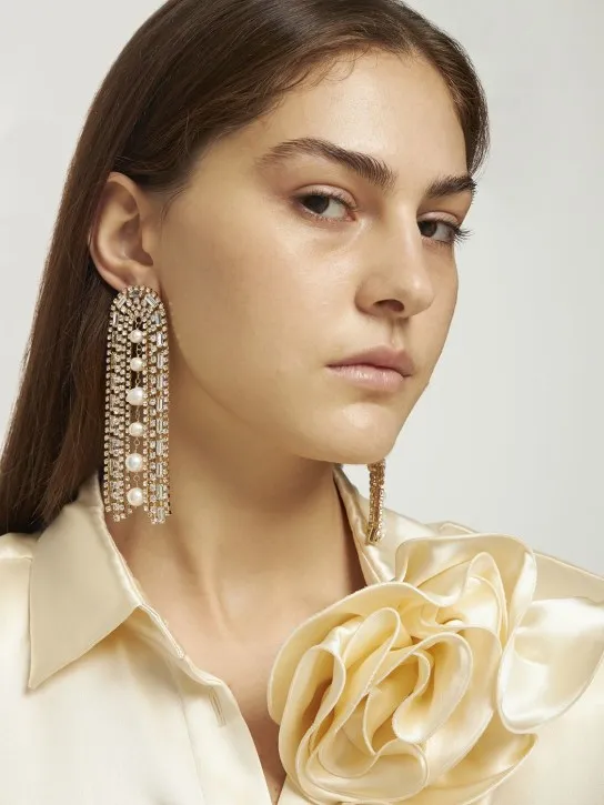 Rosantica   Megeve crystal &amp; pearl earrings 