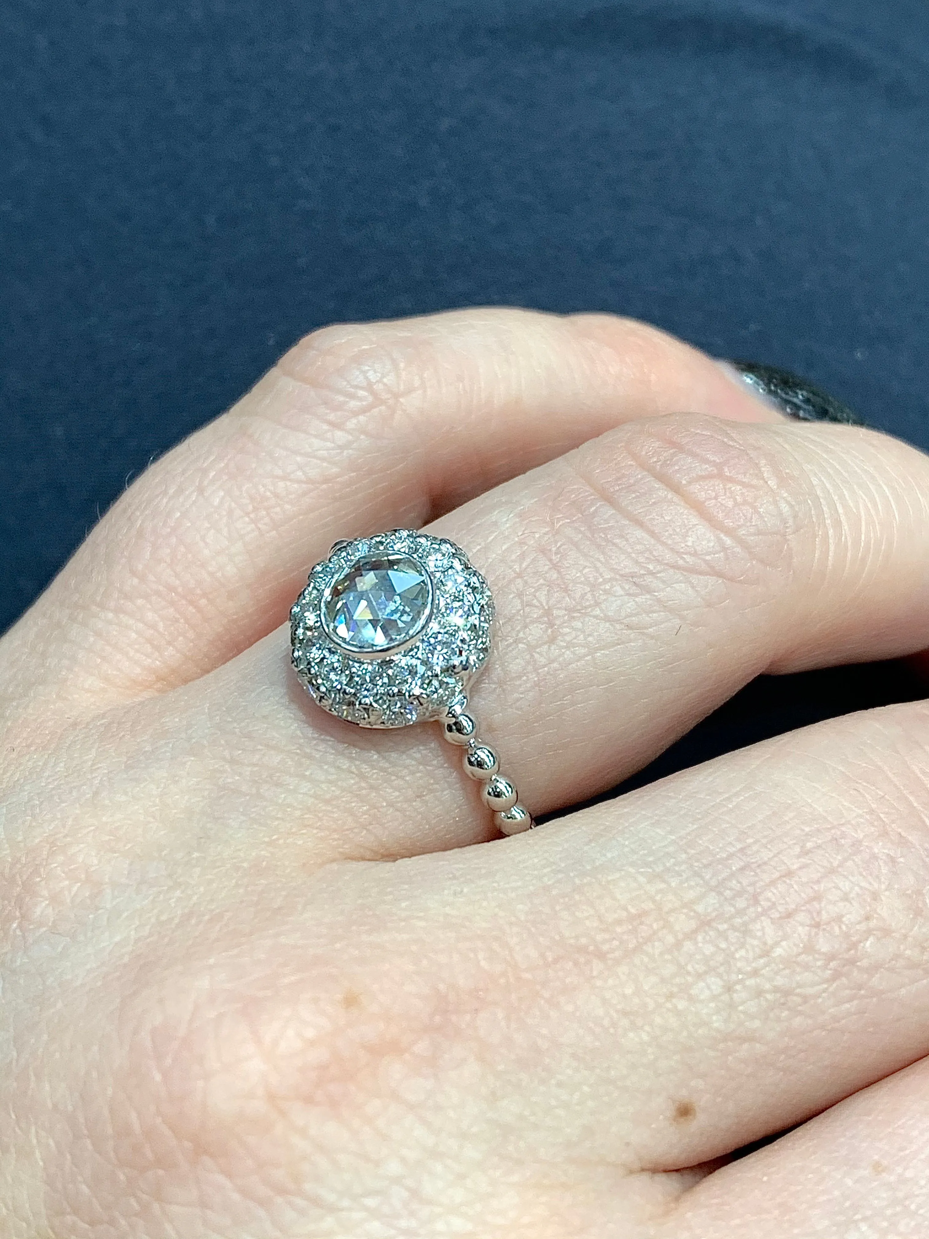 Rose Cut Diamond Domed Engagement Ring