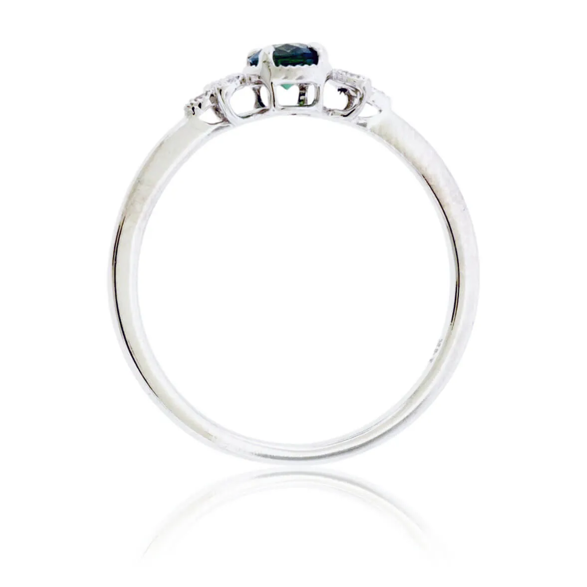 Round Alexandrite & Diamond Leaf Style Ring