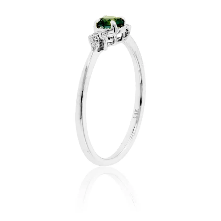Round Alexandrite & Diamond Leaf Style Ring