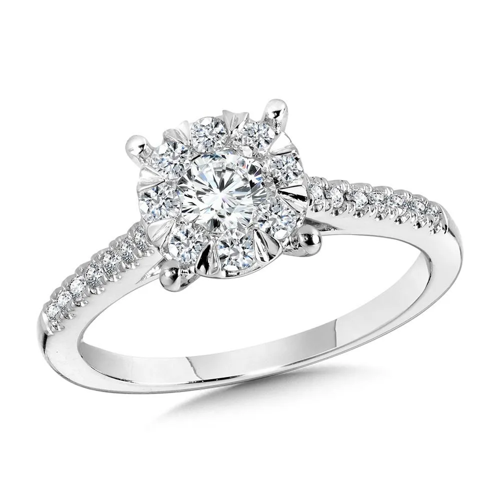 ROUND CLUSTER DIAMOND MIRAGE ENGAGEMENT RING