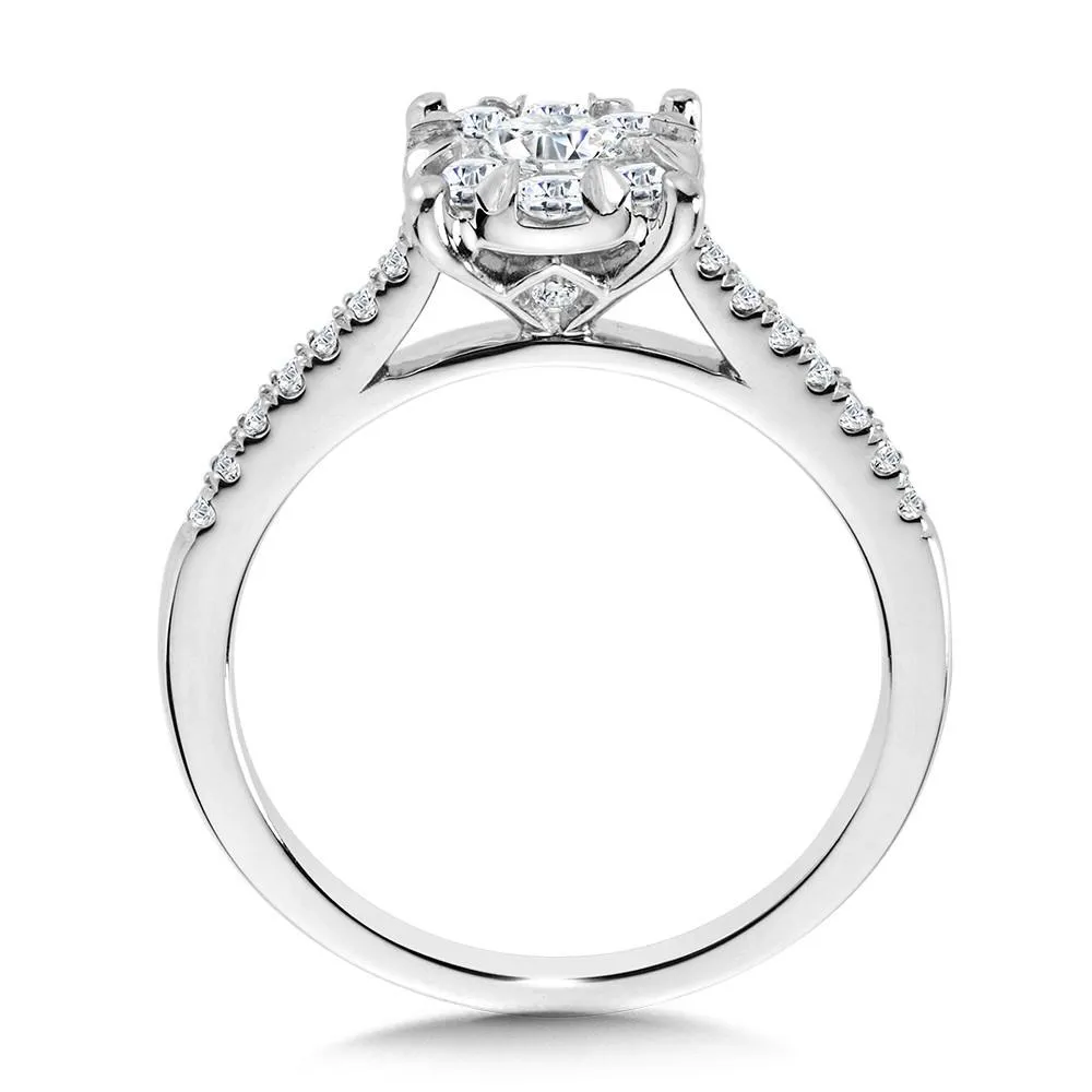 ROUND CLUSTER DIAMOND MIRAGE ENGAGEMENT RING