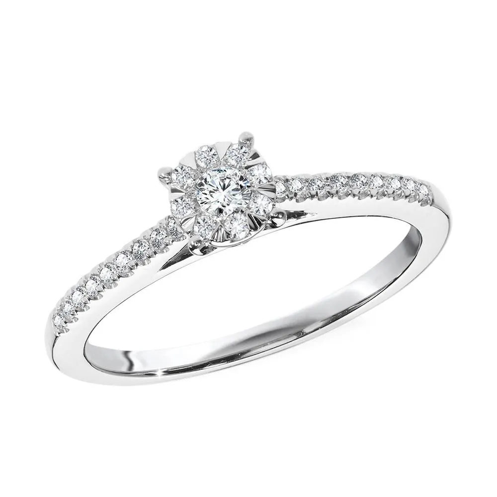 ROUND CLUSTER DIAMOND MIRAGE ENGAGEMENT RING