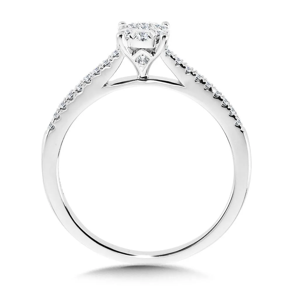 ROUND CLUSTER DIAMOND MIRAGE ENGAGEMENT RING