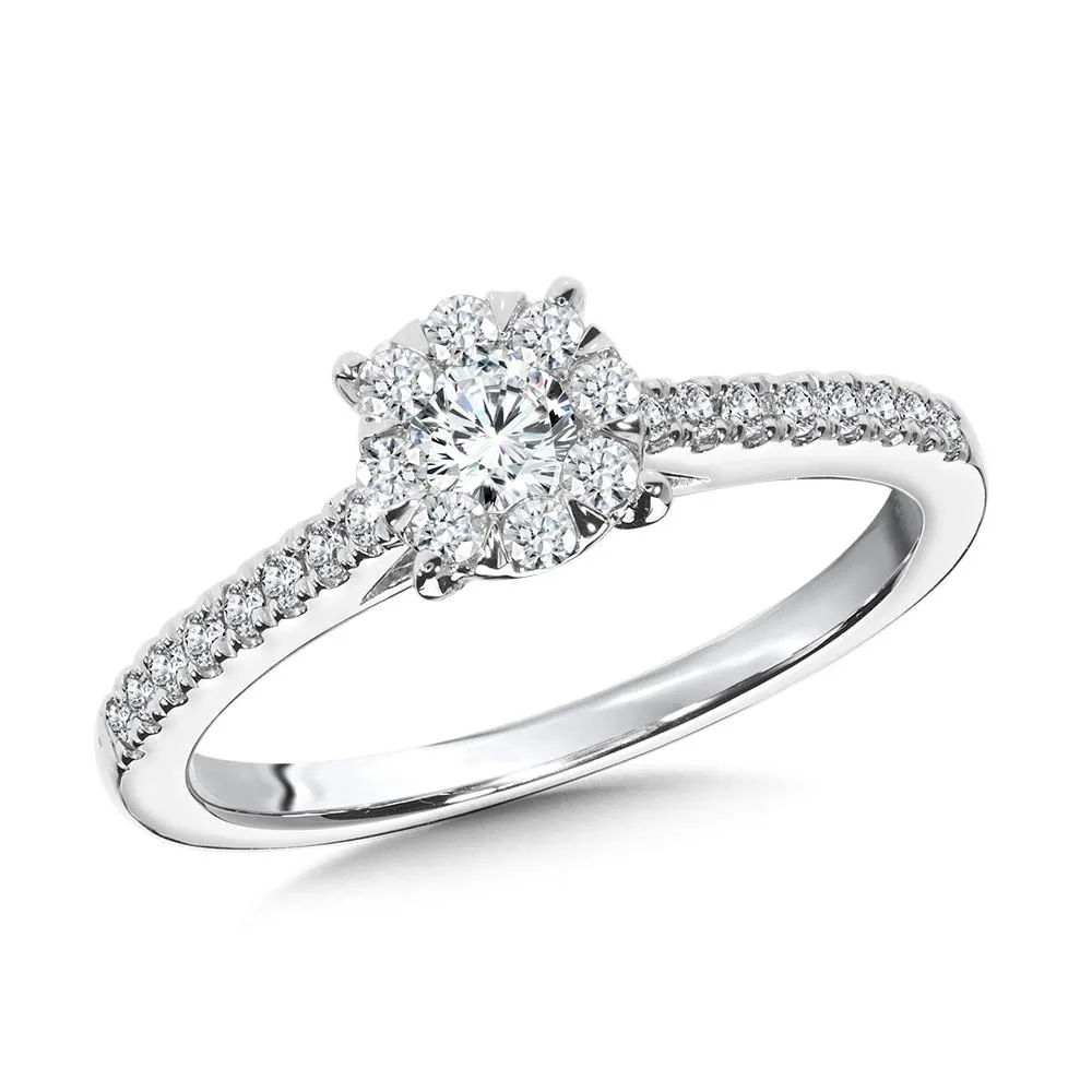 ROUND CLUSTER DIAMOND MIRAGE ENGAGEMENT RING