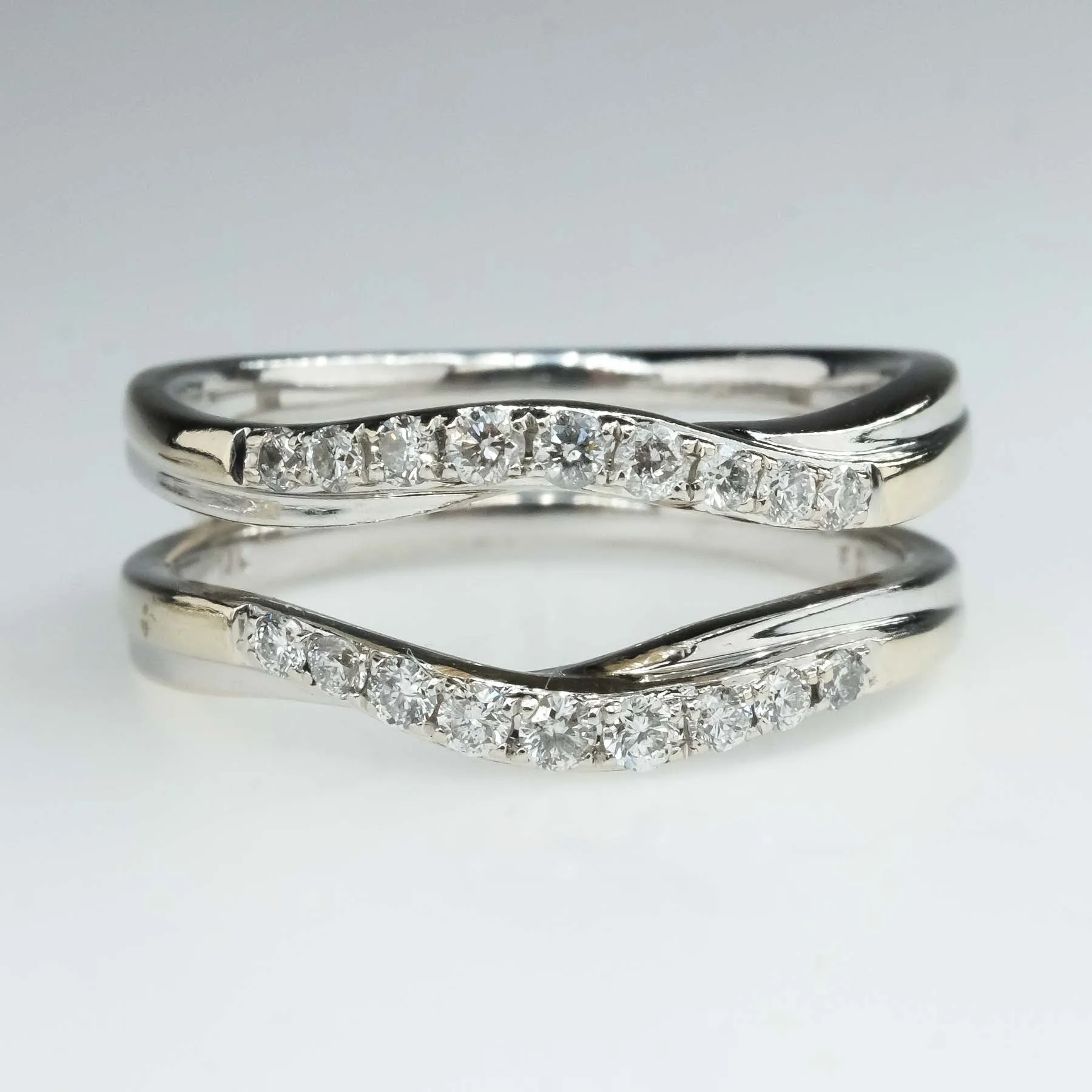 Round Diamond Solitaire Engagement Ring with Diamond Accented Wrap Bridal Set