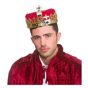Royal Crown Deluxe Gold Fancy Dress Hat King Queen Adults