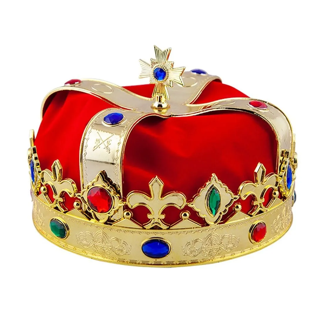 Royal Crown Deluxe Gold Fancy Dress Hat King Queen Adults