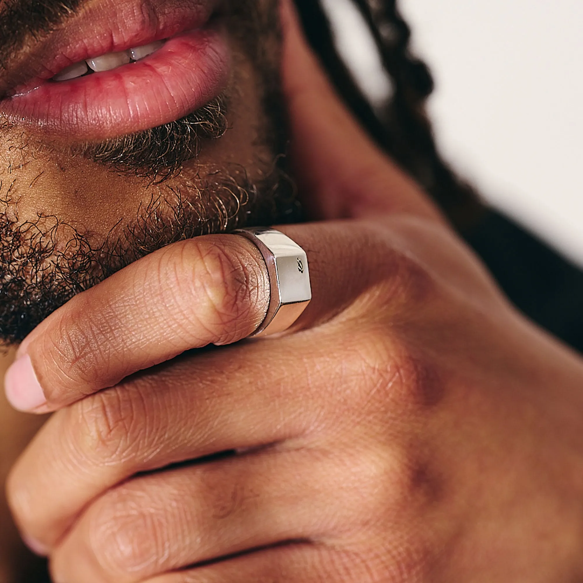Script Initial Personalised Square Silver Signet Ring