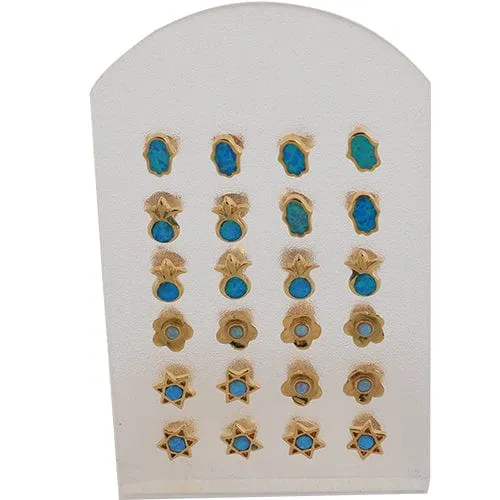 Set Of Earrings- Assorted Designs With Turquoise Opal Stone (12)