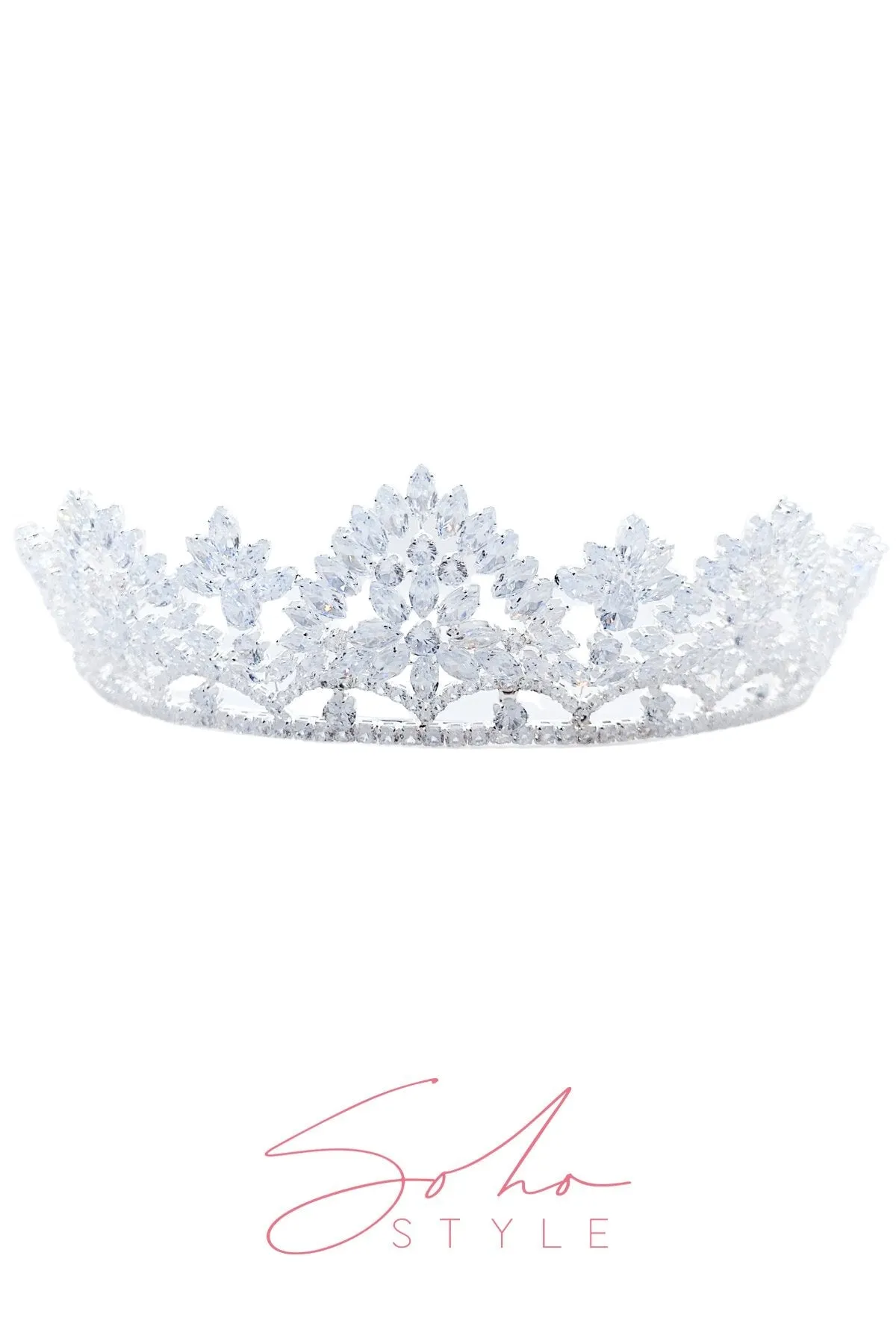 Silver Crystal Tiara Elegant Crown