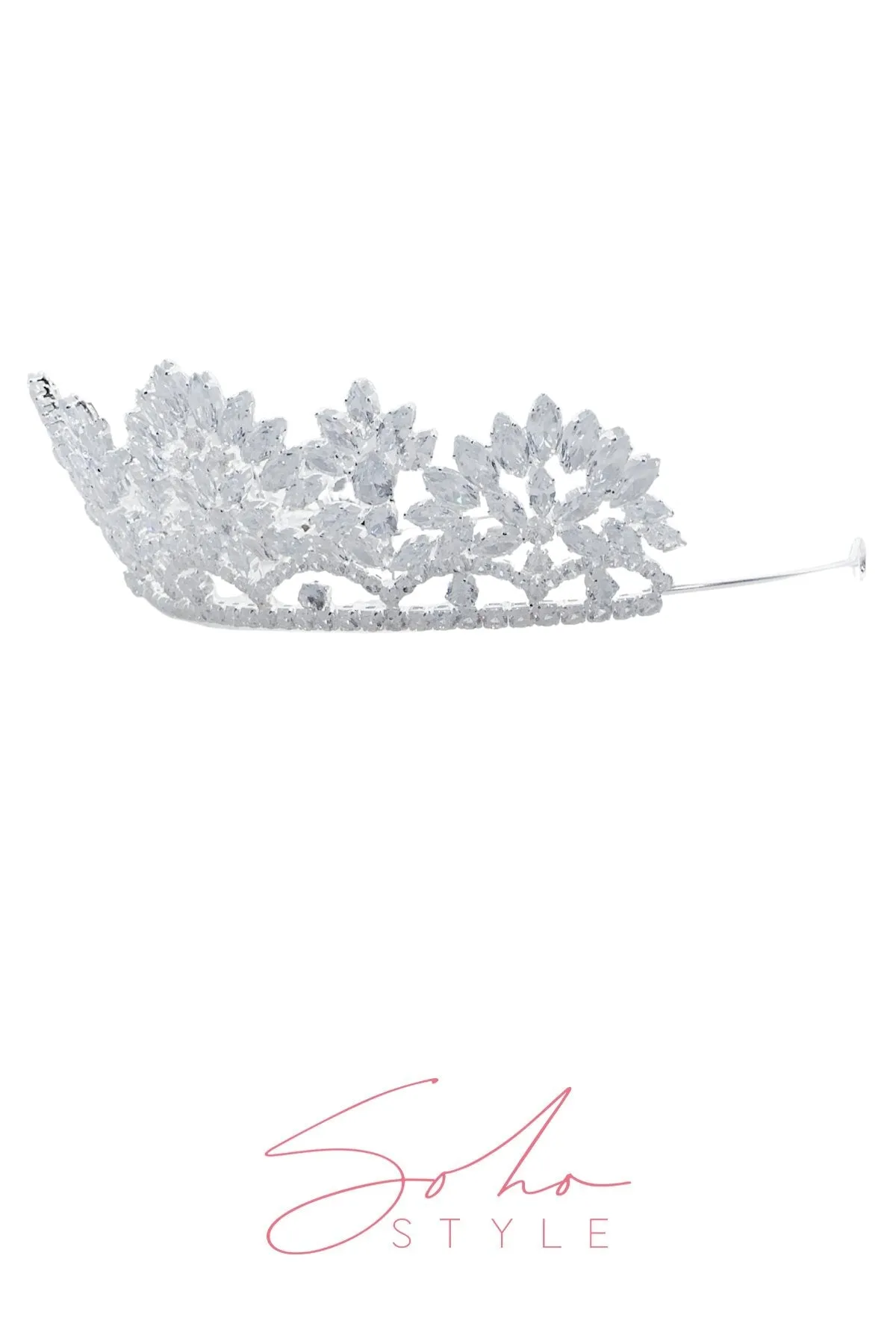 Silver Crystal Tiara Elegant Crown