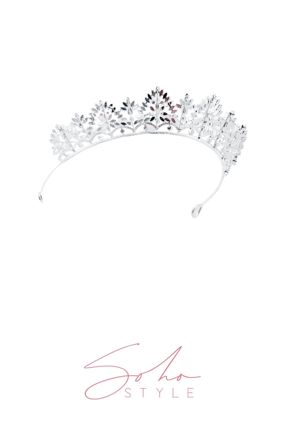 Silver Crystal Tiara Elegant Crown