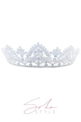 Silver Crystal Tiara Elegant Crown