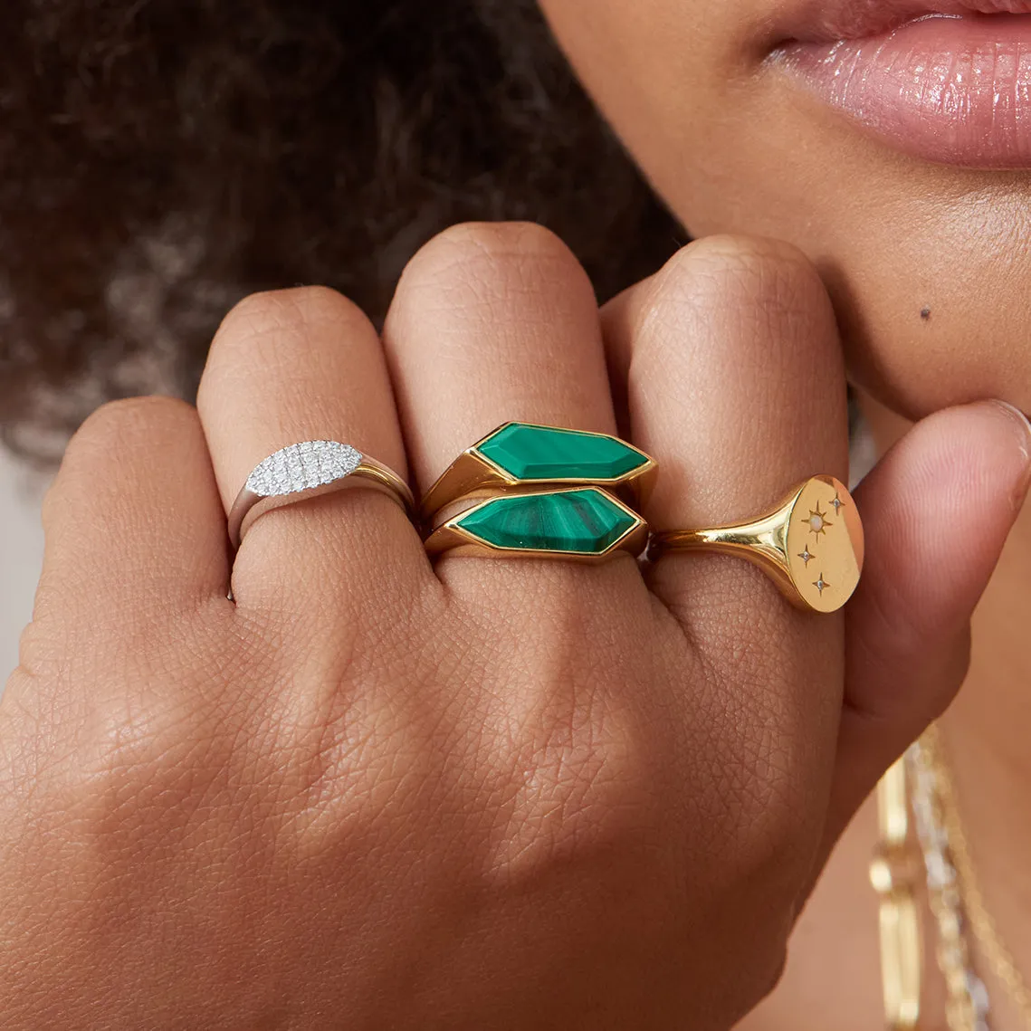 Silver Glam Adjustable Signet Ring