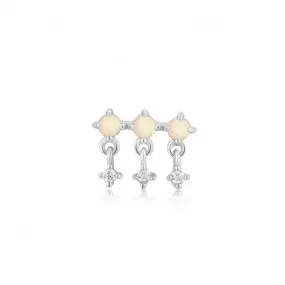 Silver Kyoto Opal Drop Sparkle Barbell Single Earring E047-04H