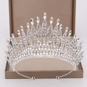 Silver or Red Rhinestone Crystal Tall Crown Bridal Wedding Tiara  Beauty Pageant