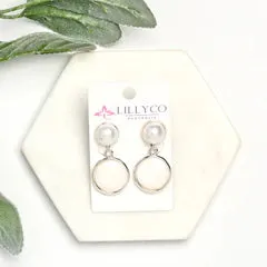 Silver Pearl & White Stone Earring**