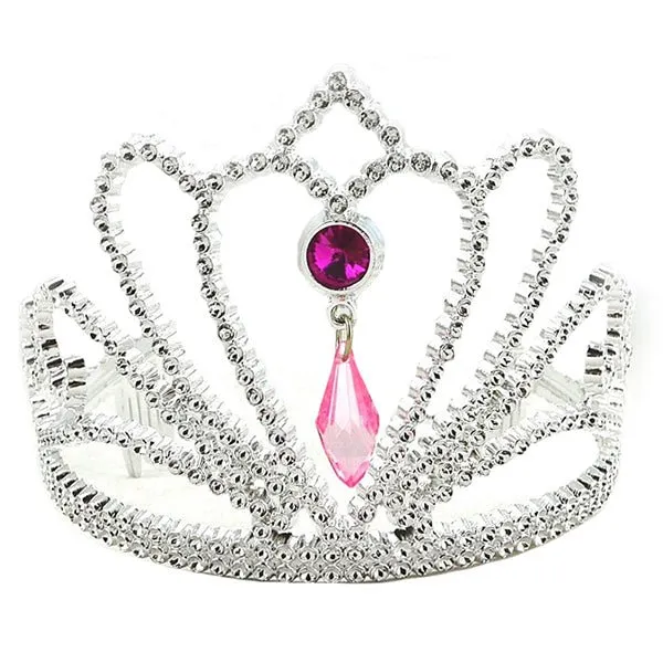 Silver Tiara With Pink Jewels