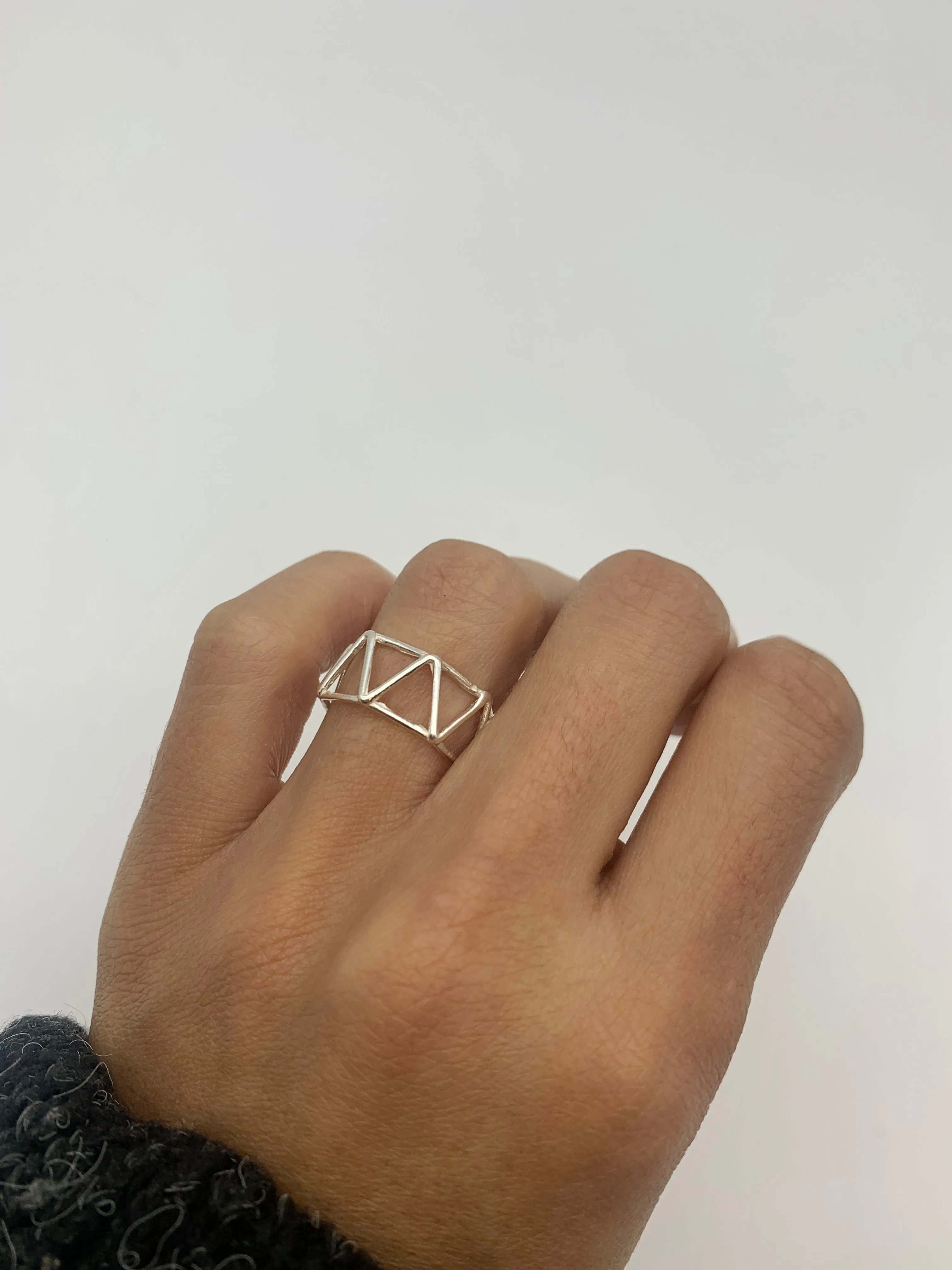 Silver Triangle Ring - Geometric Triangle Ring, Minimalist Triangle Ring