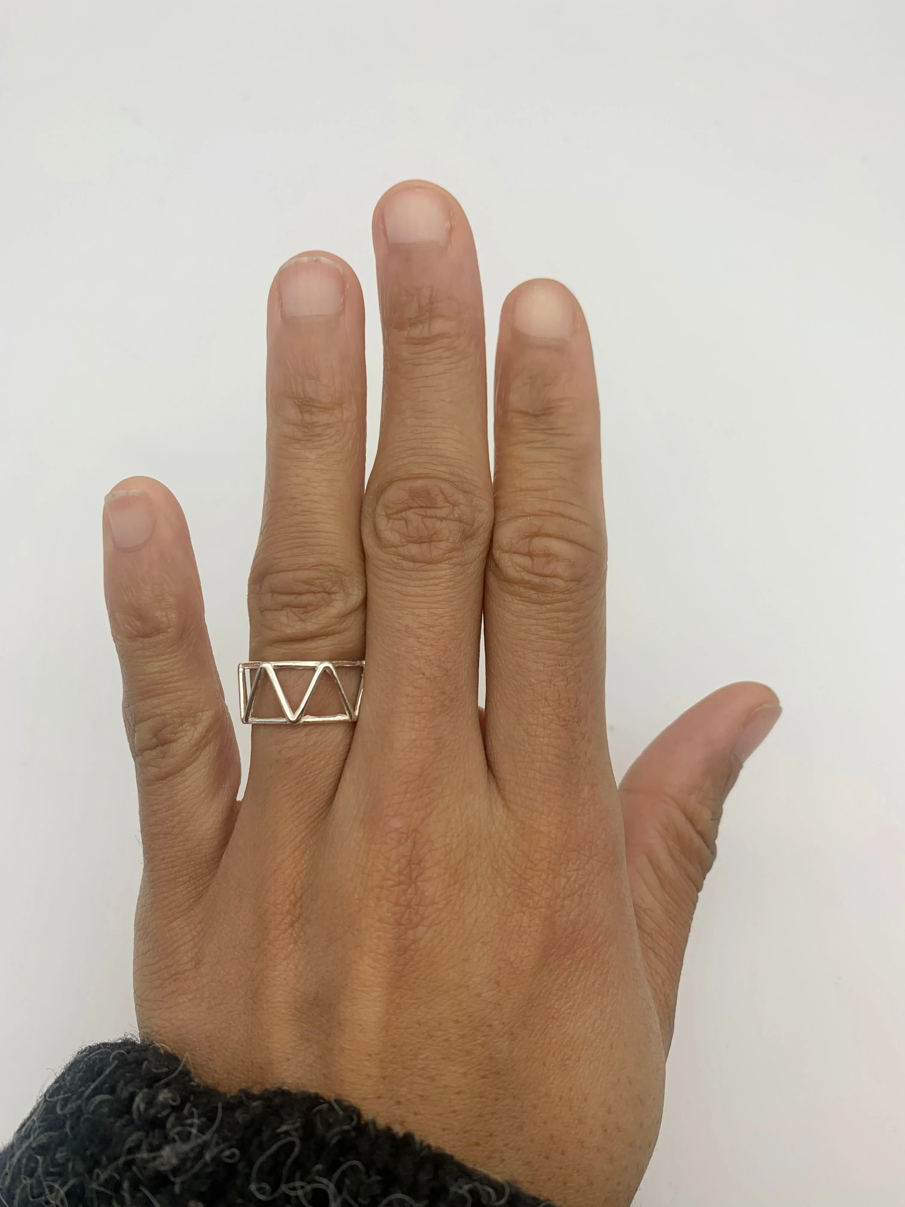 Silver Triangle Ring - Geometric Triangle Ring, Minimalist Triangle Ring