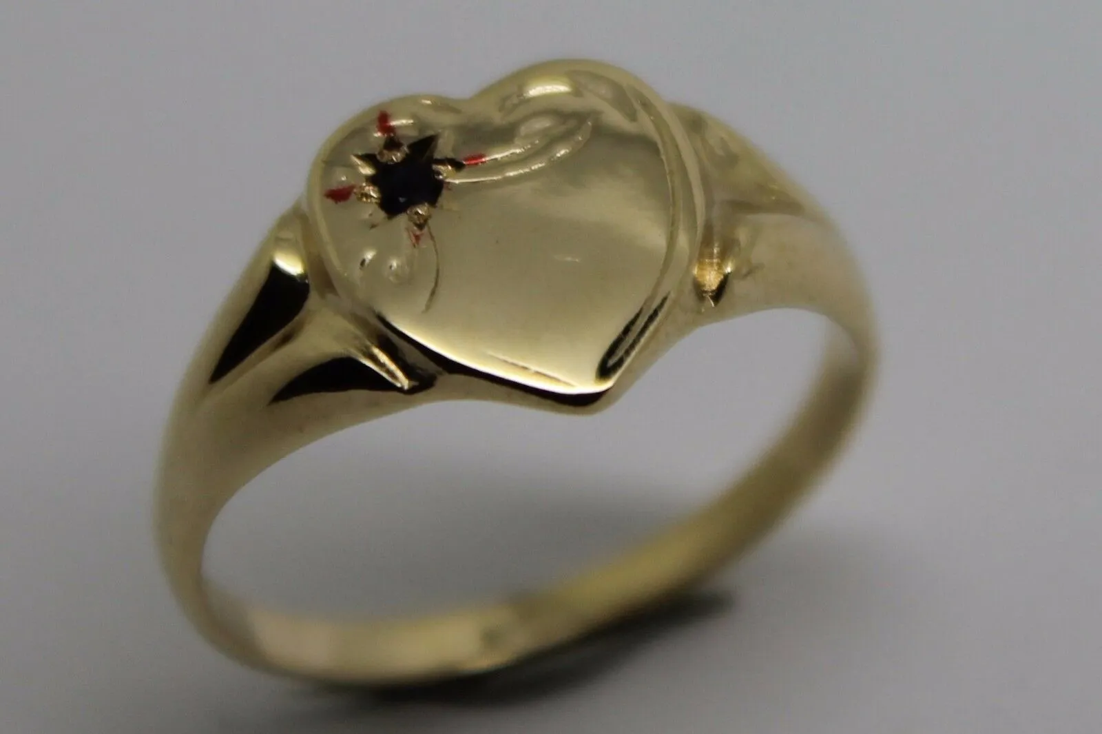 Size I 9ct 9K Yellow Gold Blue Sapphire (Birthstone Of Sept.) Signet Ring 265
