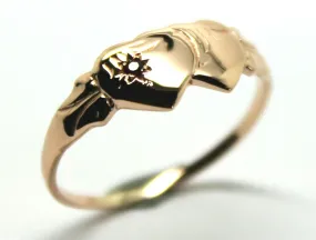 Size N Genuine 9ct 9K Yellow, Rose or White Gold Ruby (Birthstone Of July) Double Heart Signet Ring - Choose your size
