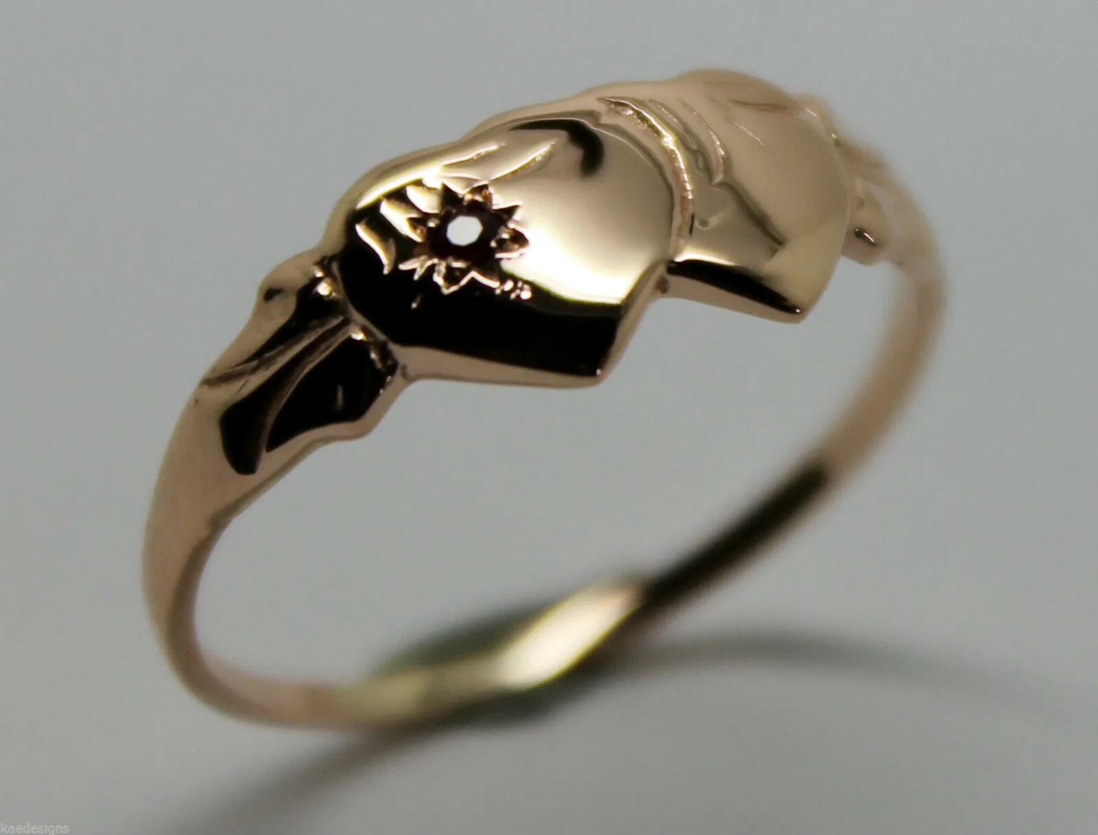 Size N Genuine 9ct 9K Yellow, Rose or White Gold Ruby (Birthstone Of July) Double Heart Signet Ring - Choose your size
