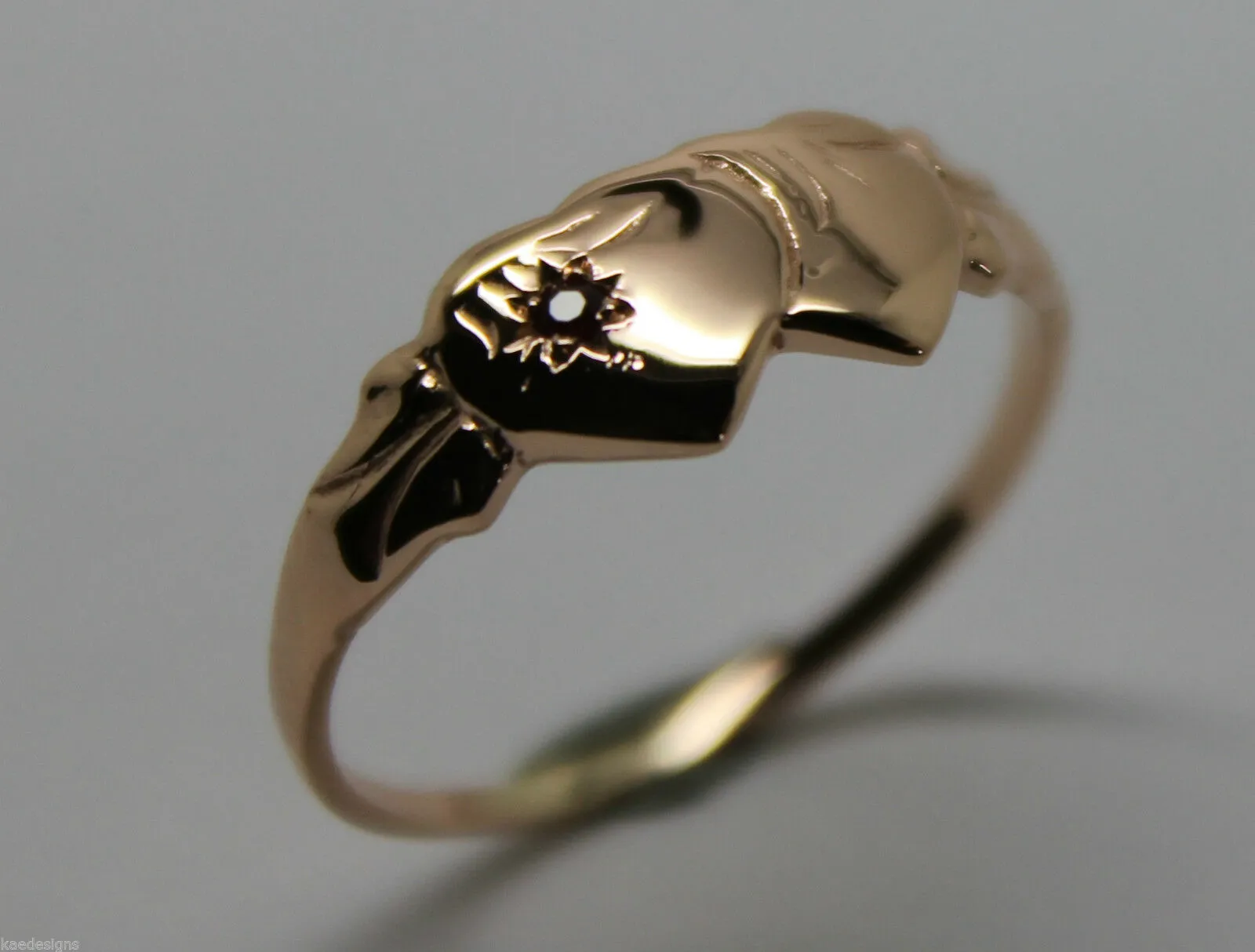 Size N Genuine 9ct 9K Yellow, Rose or White Gold Ruby (Birthstone Of July) Double Heart Signet Ring - Choose your size
