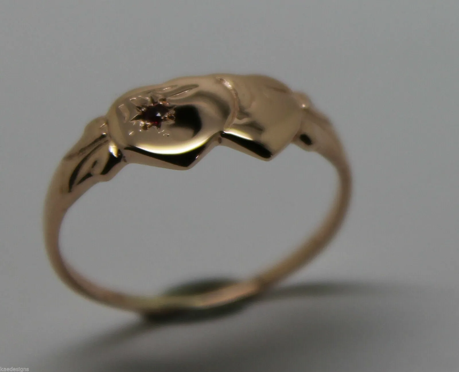 Size N Genuine 9ct 9K Yellow, Rose or White Gold Ruby (Birthstone Of July) Double Heart Signet Ring - Choose your size