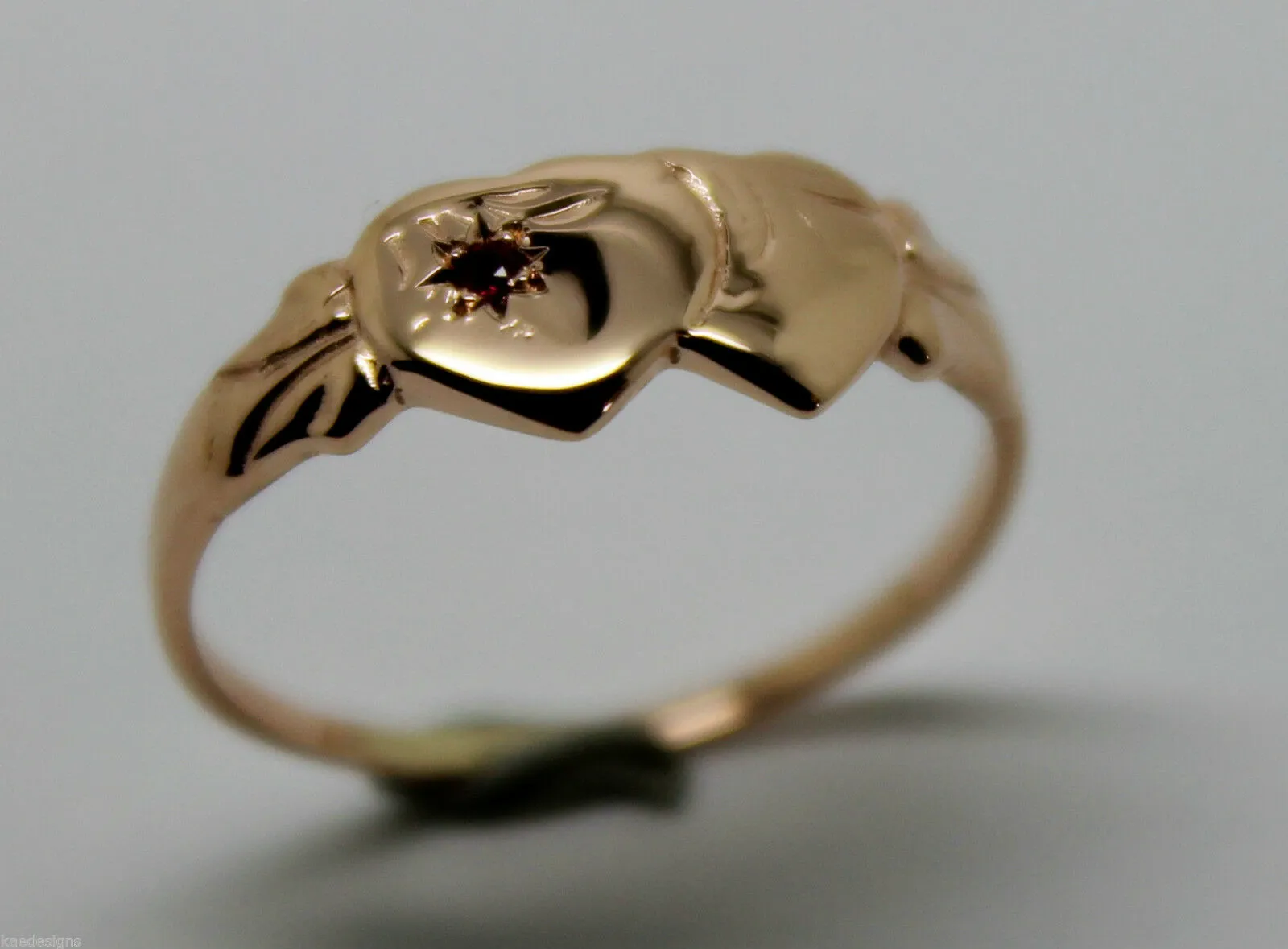 Size N Genuine 9ct 9K Yellow, Rose or White Gold Ruby (Birthstone Of July) Double Heart Signet Ring - Choose your size
