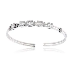 Sliding Center Diamond Cuff Style Bracelet