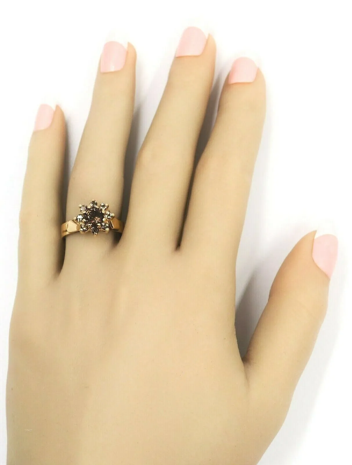 Smoky Quartz 9ct Yellow Gold Cluster Ring
