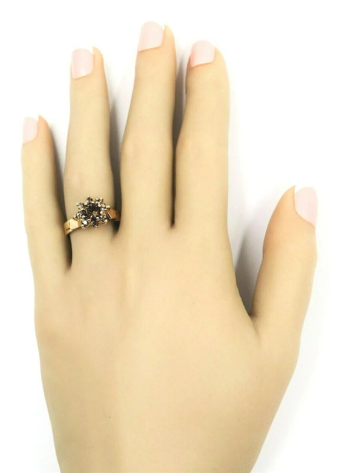 Smoky Quartz 9ct Yellow Gold Cluster Ring
