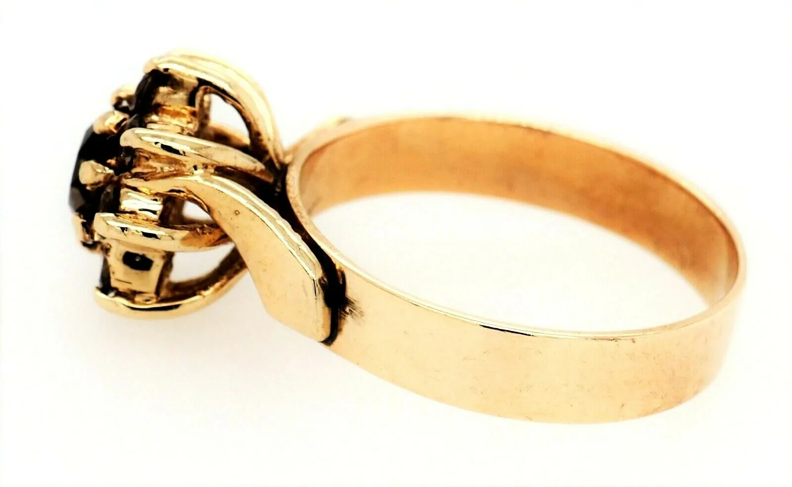 Smoky Quartz 9ct Yellow Gold Cluster Ring