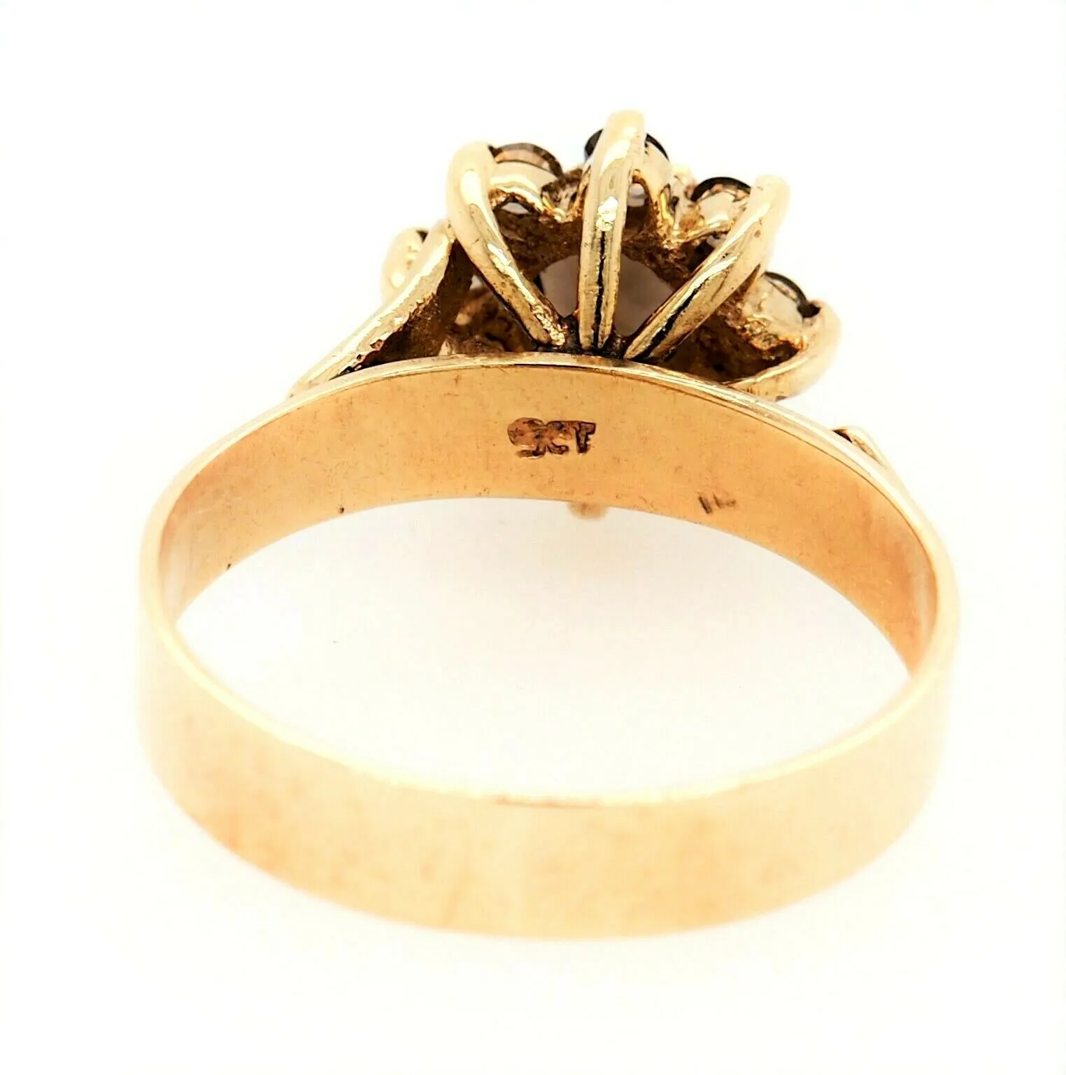 Smoky Quartz 9ct Yellow Gold Cluster Ring