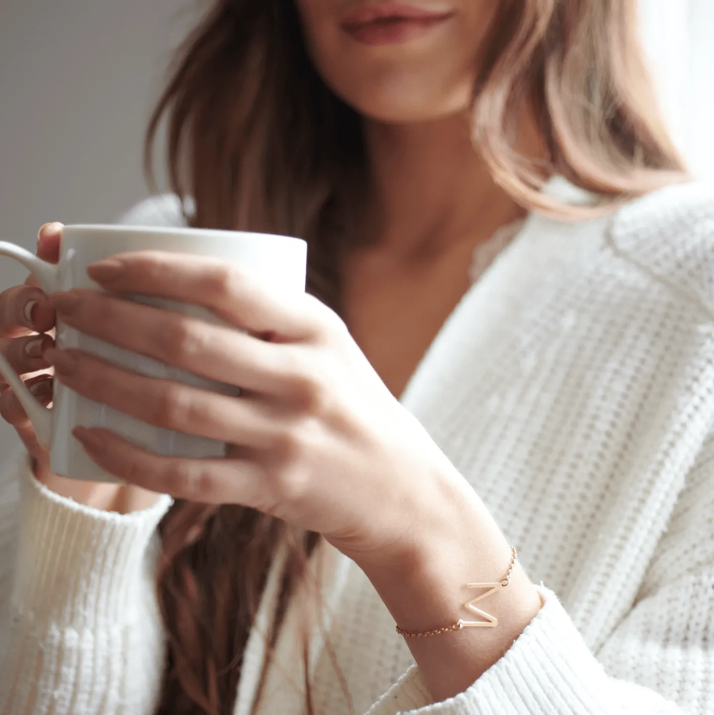 Solid Gold Initial Sideway Bracelet