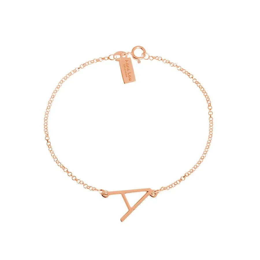 Solid Gold Initial Sideway Bracelet