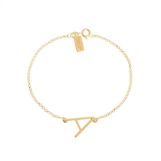 Solid Gold Initial Sideway Bracelet