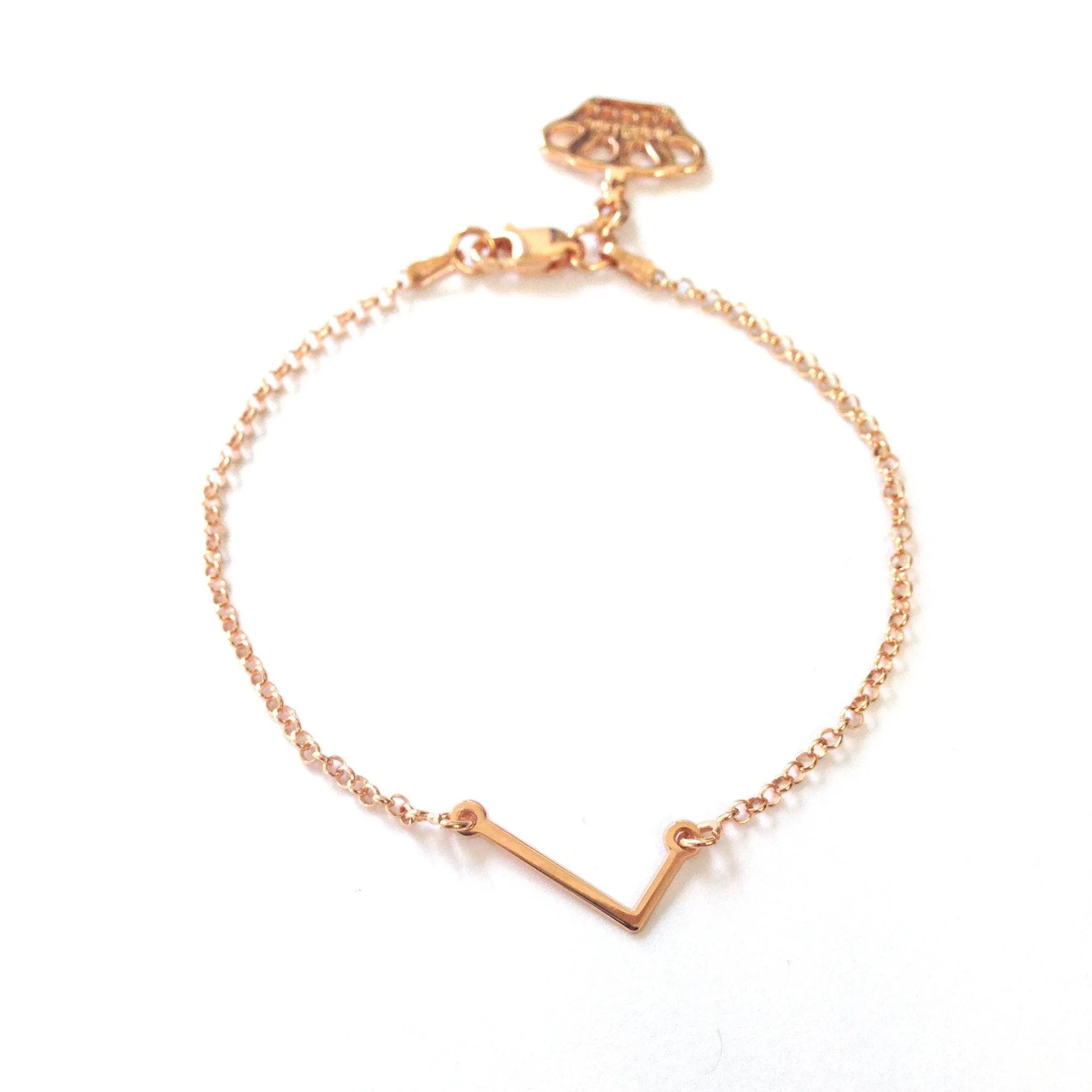 Solid Gold Initial Sideway Bracelet