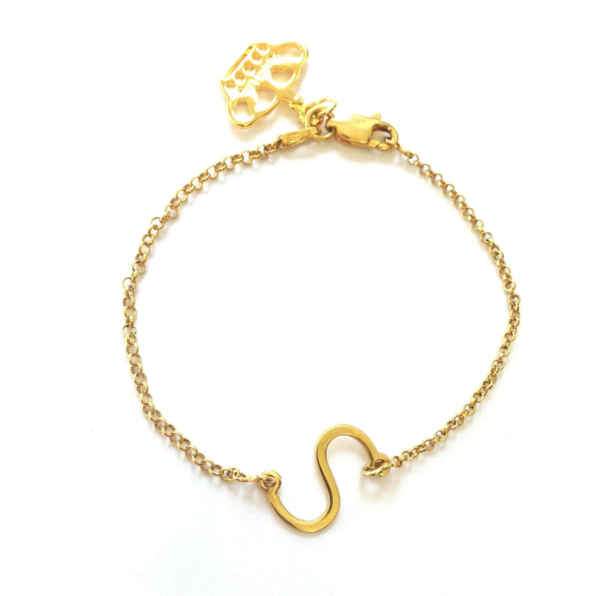 Solid Gold Initial Sideway Bracelet