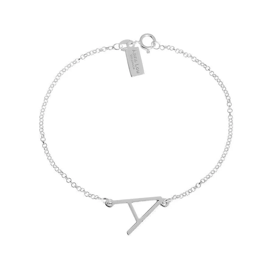 Solid Gold Initial Sideway Bracelet