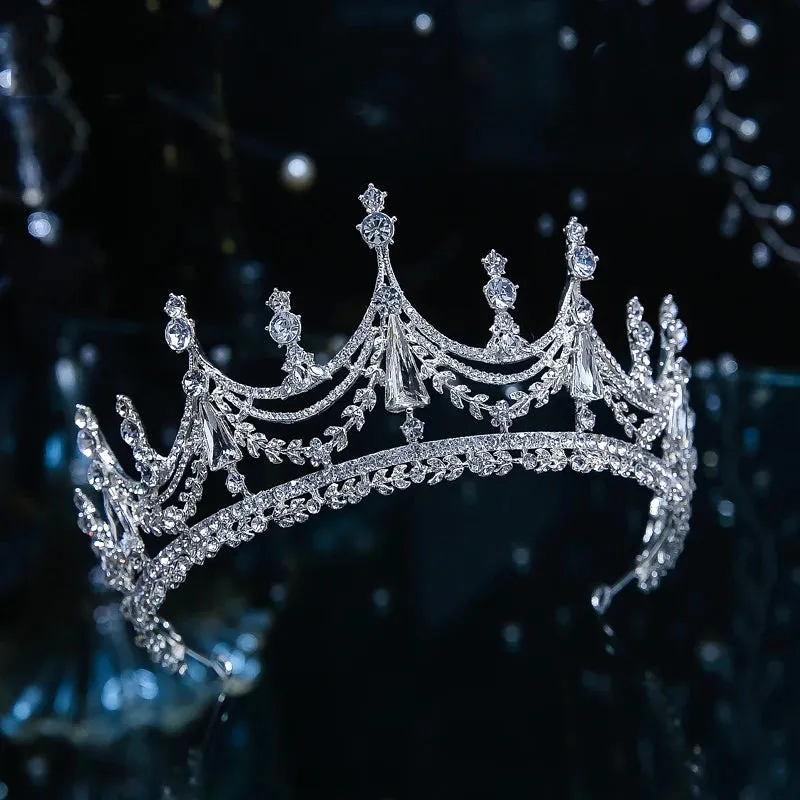 Sparkling Geometric Swag Crystal Bridal Tiara Crown Hair Accessory