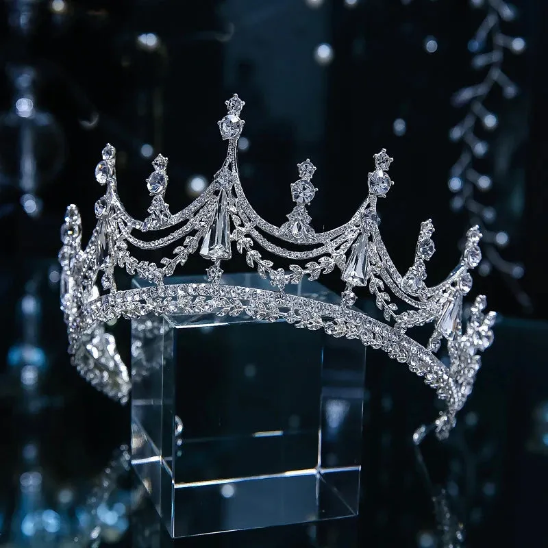 Sparkling Geometric Swag Crystal Bridal Tiara Crown Hair Accessory