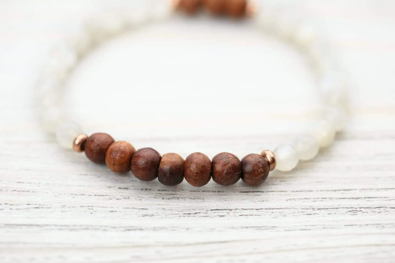 Spiritual Moonstone and Rosewood Bracelet