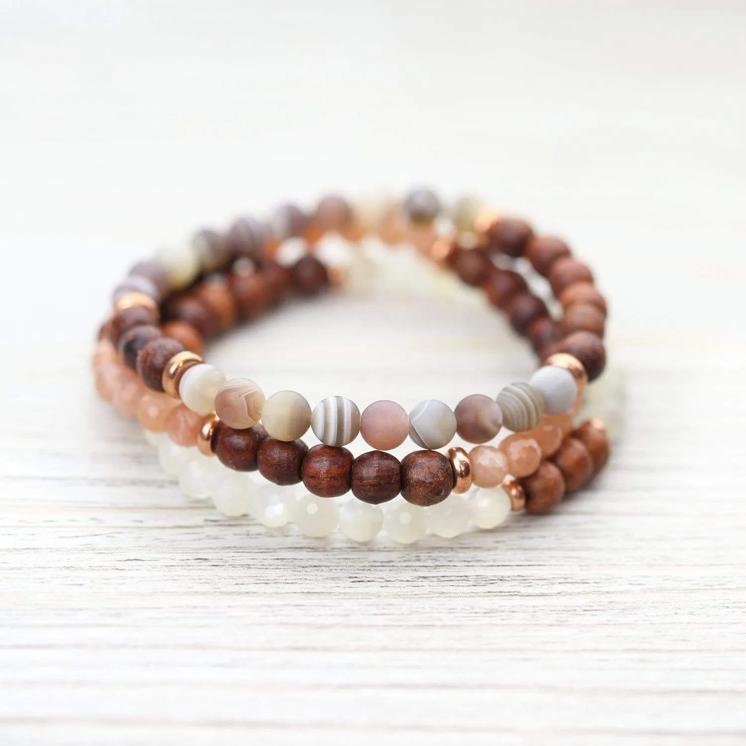 Spiritual Moonstone and Rosewood Bracelet