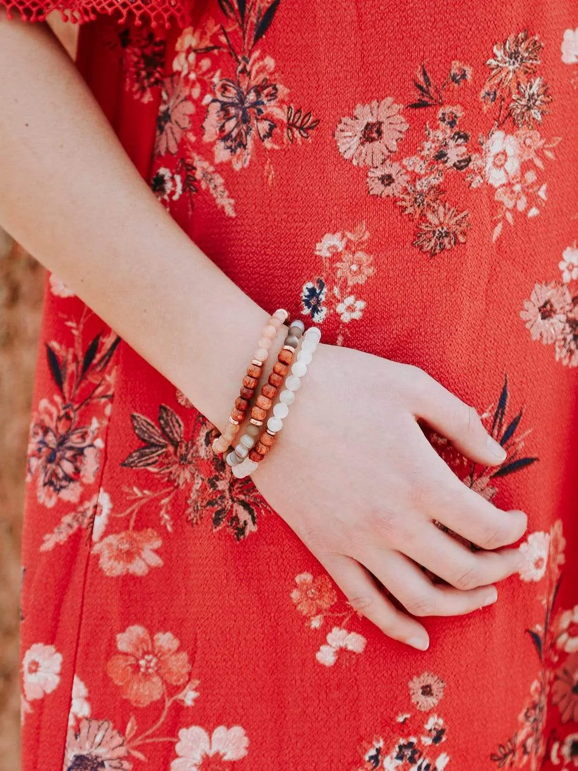 Spiritual Moonstone and Rosewood Bracelet