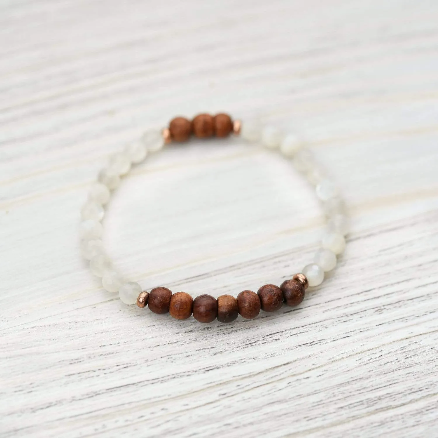 Spiritual Moonstone and Rosewood Bracelet