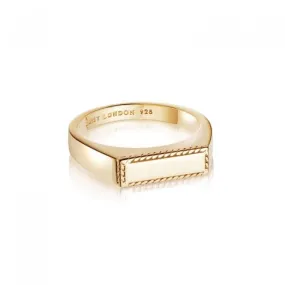 Stacked Rope Signet 18ct Gold Plated Ring SRB9008_GP