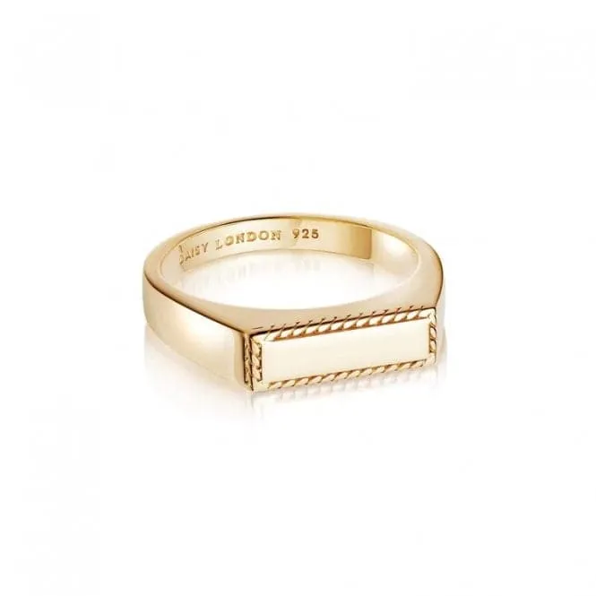 Stacked Rope Signet 18ct Gold Plated Ring SRB9008_GP
